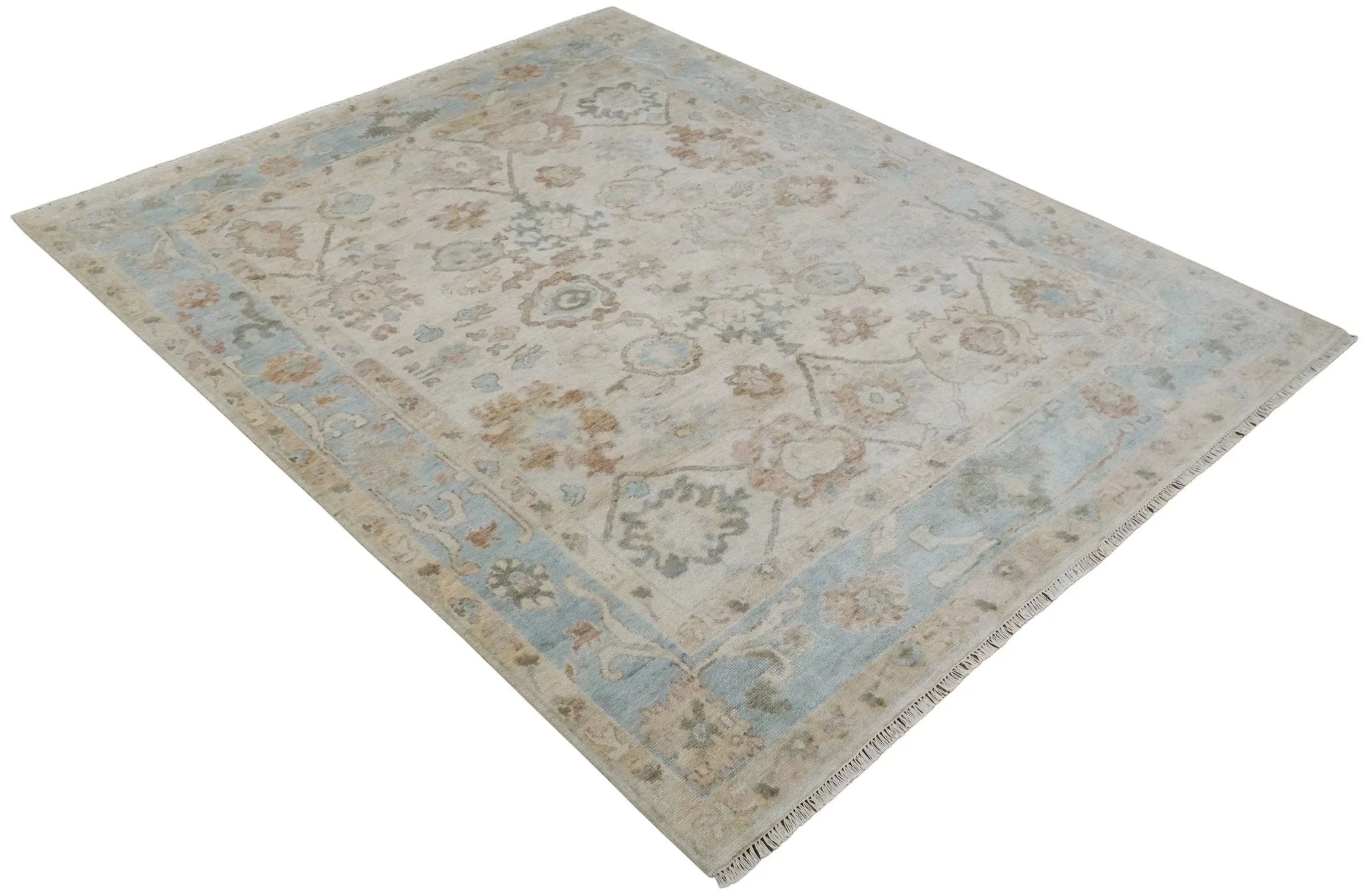 Made to Order Hand Knotted Ivory, Silver and Brown Traditional Antique Style Wool Area Rug - The Mayfair Hall