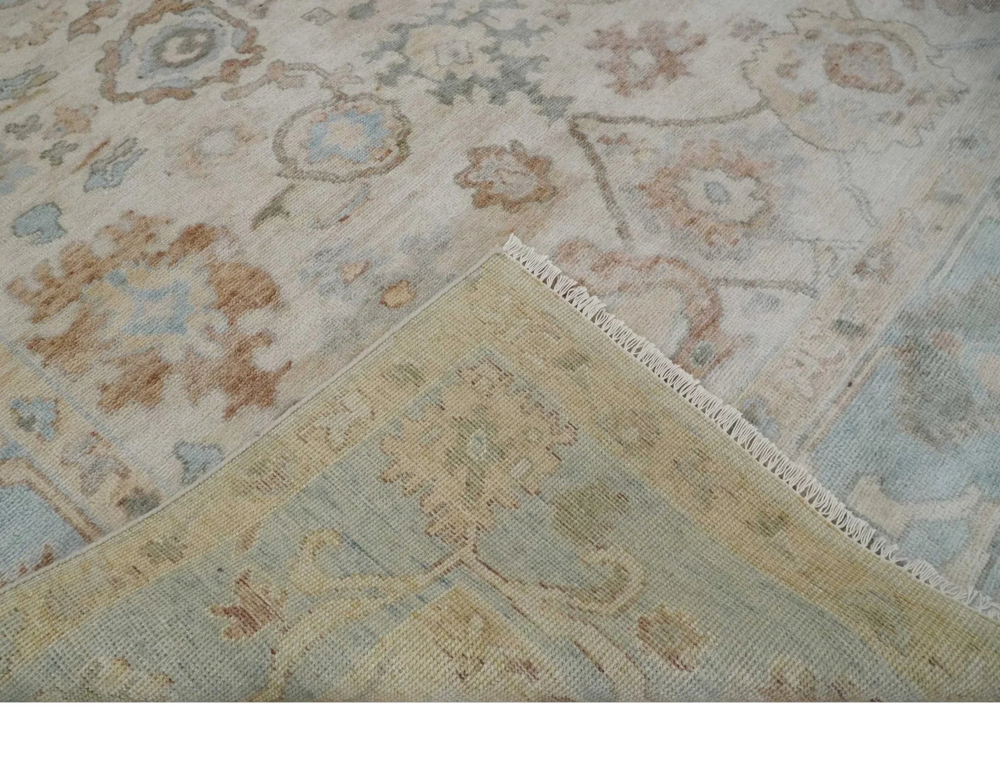 Made to Order Hand Knotted Ivory, Silver and Brown Traditional Antique Style Wool Area Rug - The Mayfair Hall
