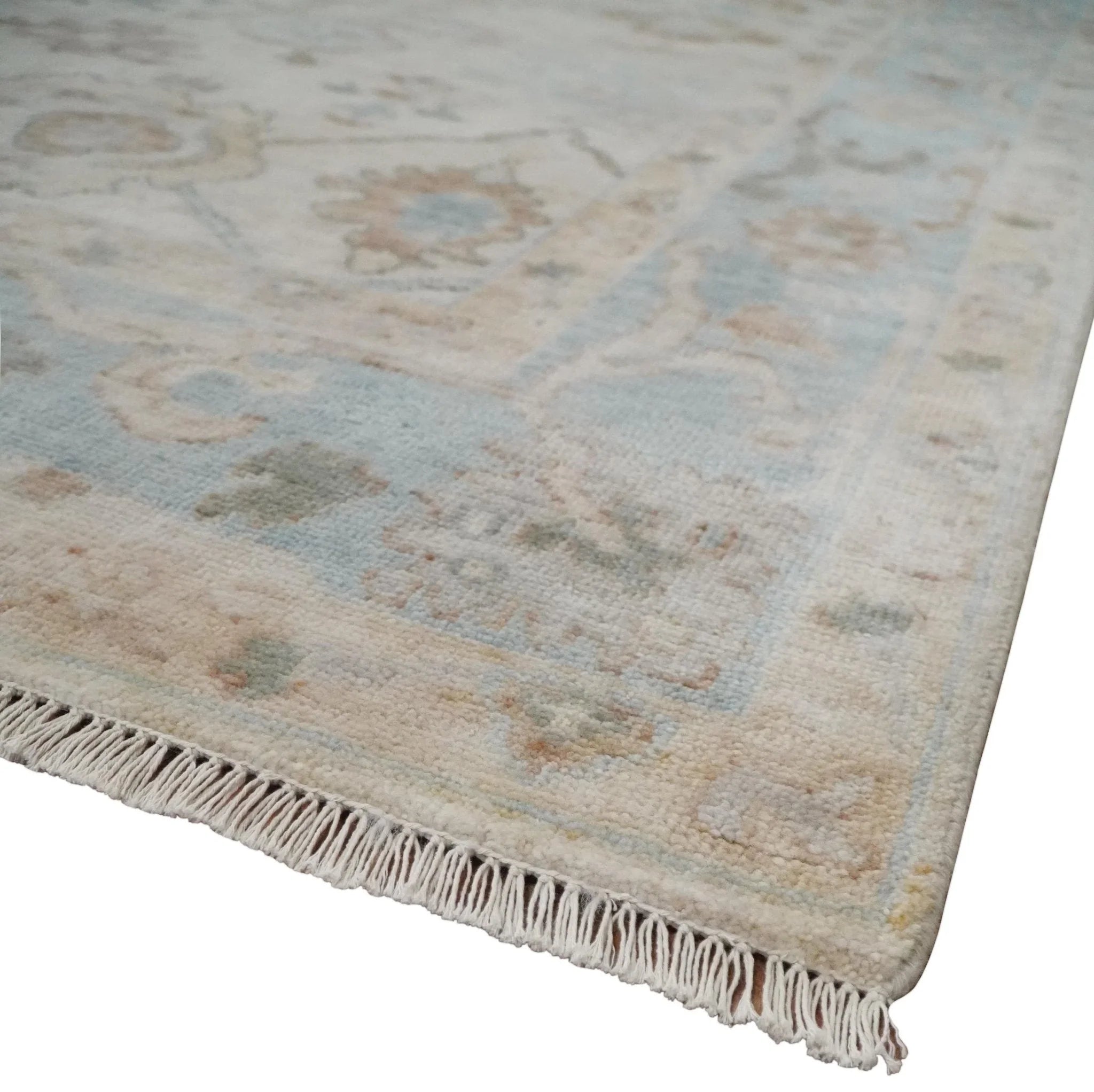 Made to Order Hand Knotted Ivory, Silver and Brown Traditional Antique Style Wool Area Rug - The Mayfair Hall