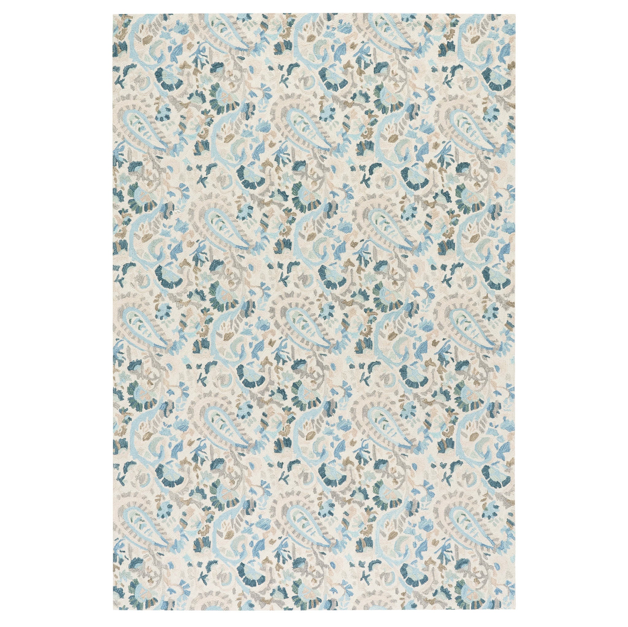 Ines Hand Micro Hooked Wool Rug | Blue