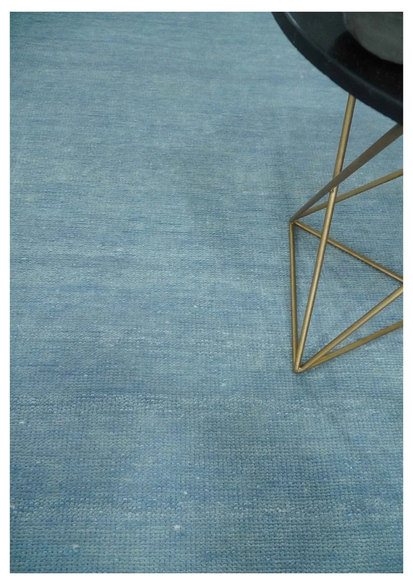 Solid Plane Blue Custom Made Modern Hand knotted wool Area Rug - The Mayfair Hall