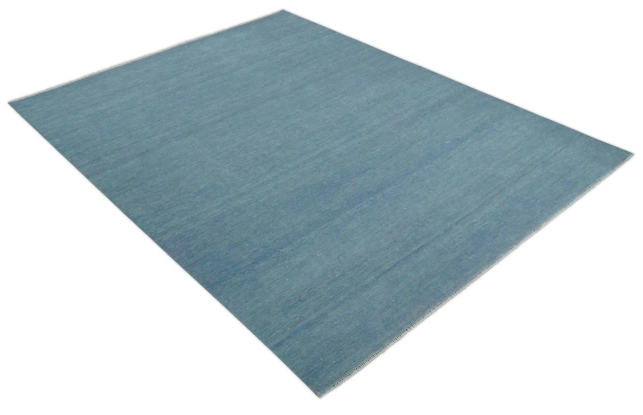 Solid Plane Blue Custom Made Modern Hand knotted wool Area Rug - The Mayfair Hall