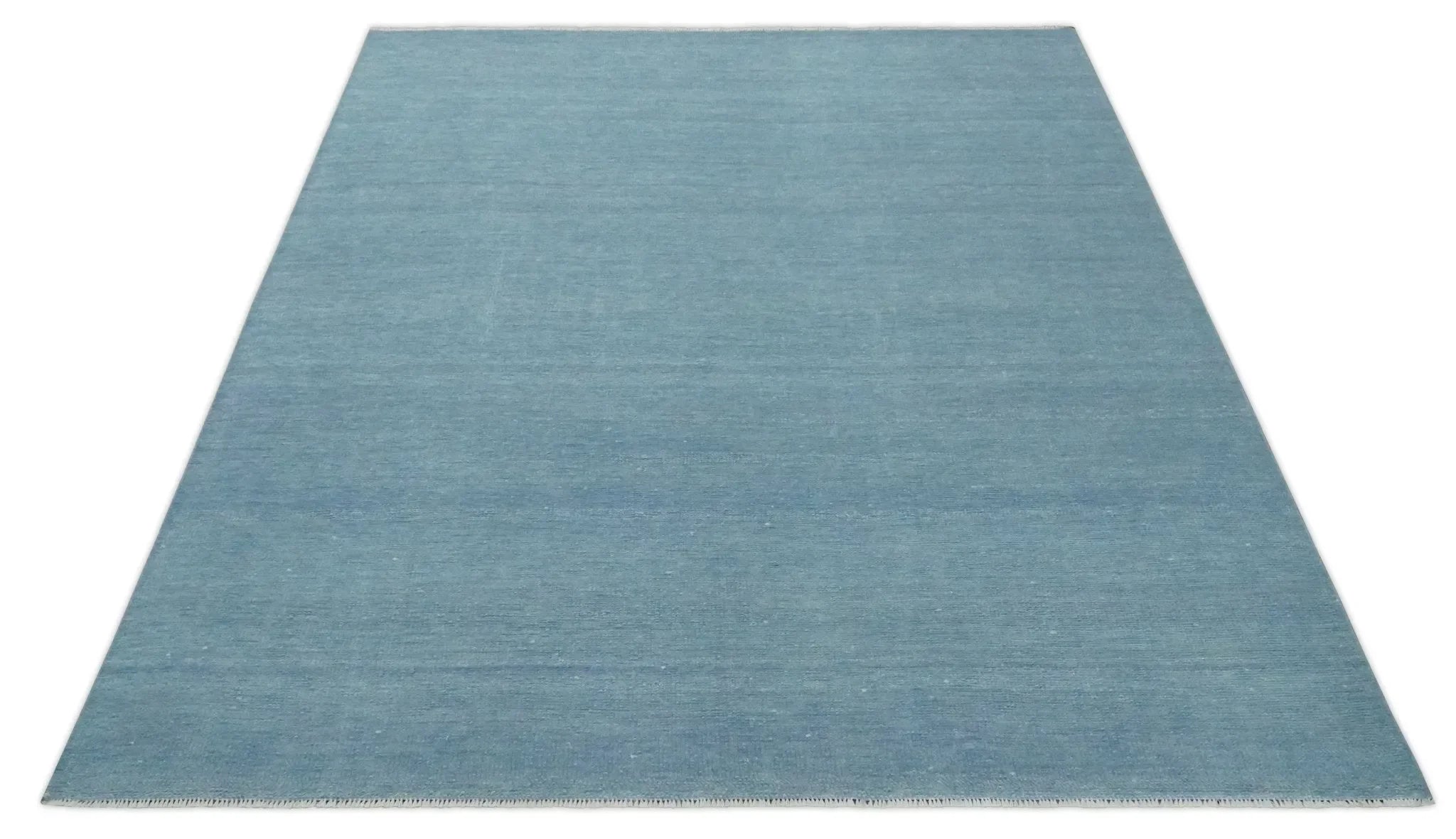 Solid Plane Blue Custom Made Modern Hand knotted wool Area Rug - The Mayfair Hall