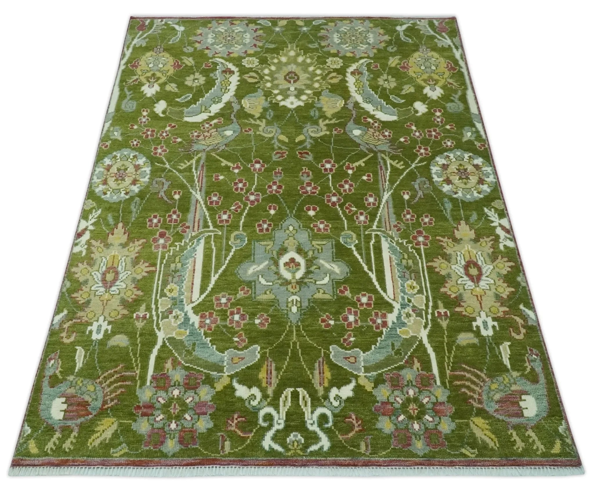 The Peacock Garden Bird Hand Knotted Custom Made Wool Area Rug - The Mayfair Hall