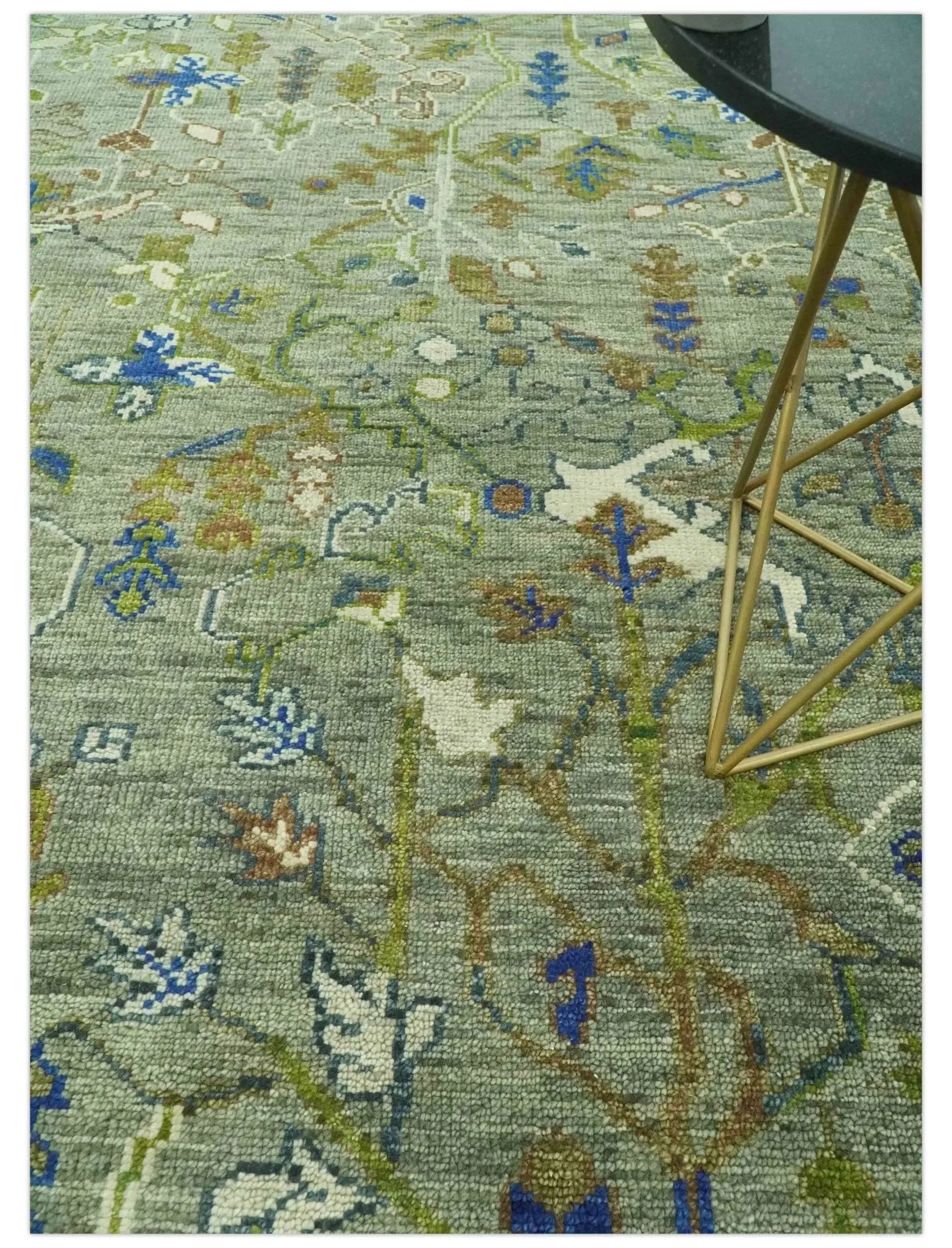 The Plants and Roots Green Hand Knotted Traditional Custom Made Wool Area Rug - The Mayfair Hall