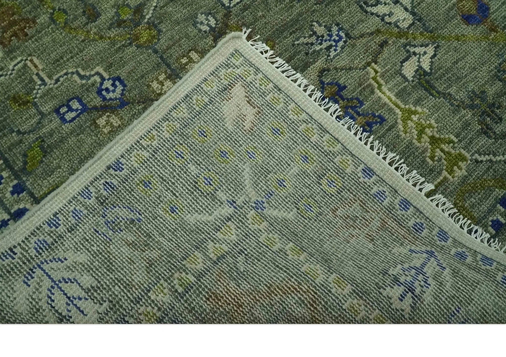 The Plants and Roots Green Hand Knotted Traditional Custom Made Wool Area Rug - The Mayfair Hall