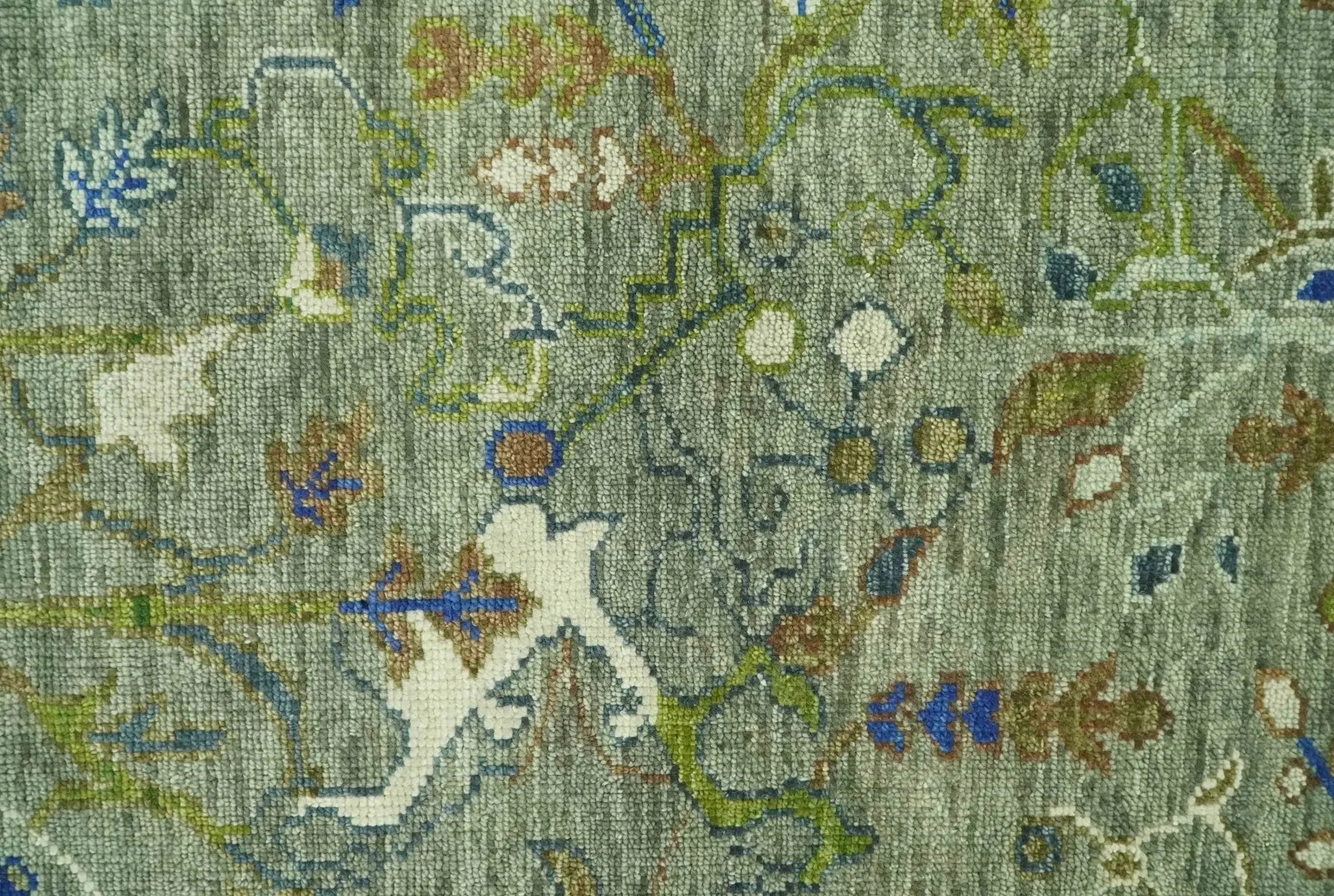 The Plants and Roots Green Hand Knotted Traditional Custom Made Wool Area Rug - The Mayfair Hall