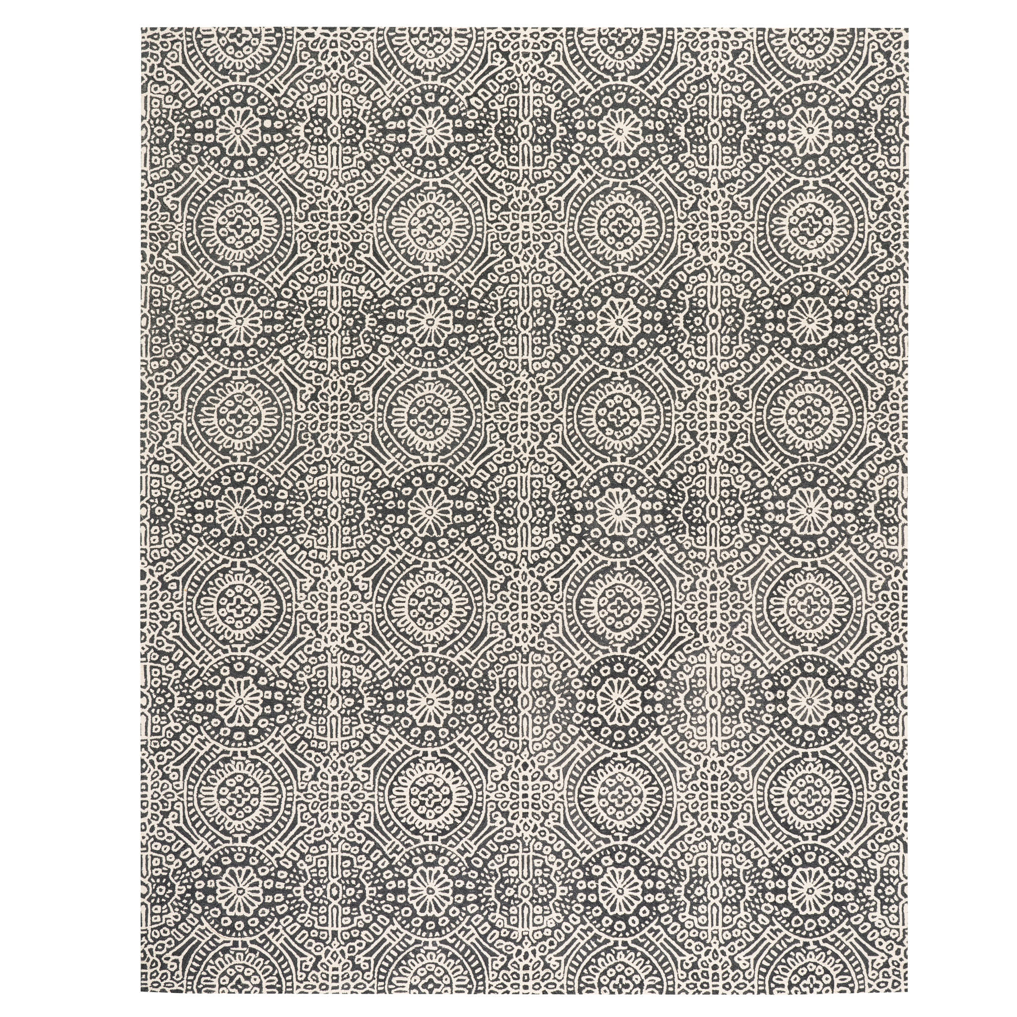 Temple Hand Micro Hooked Wool Rug | Charcoal