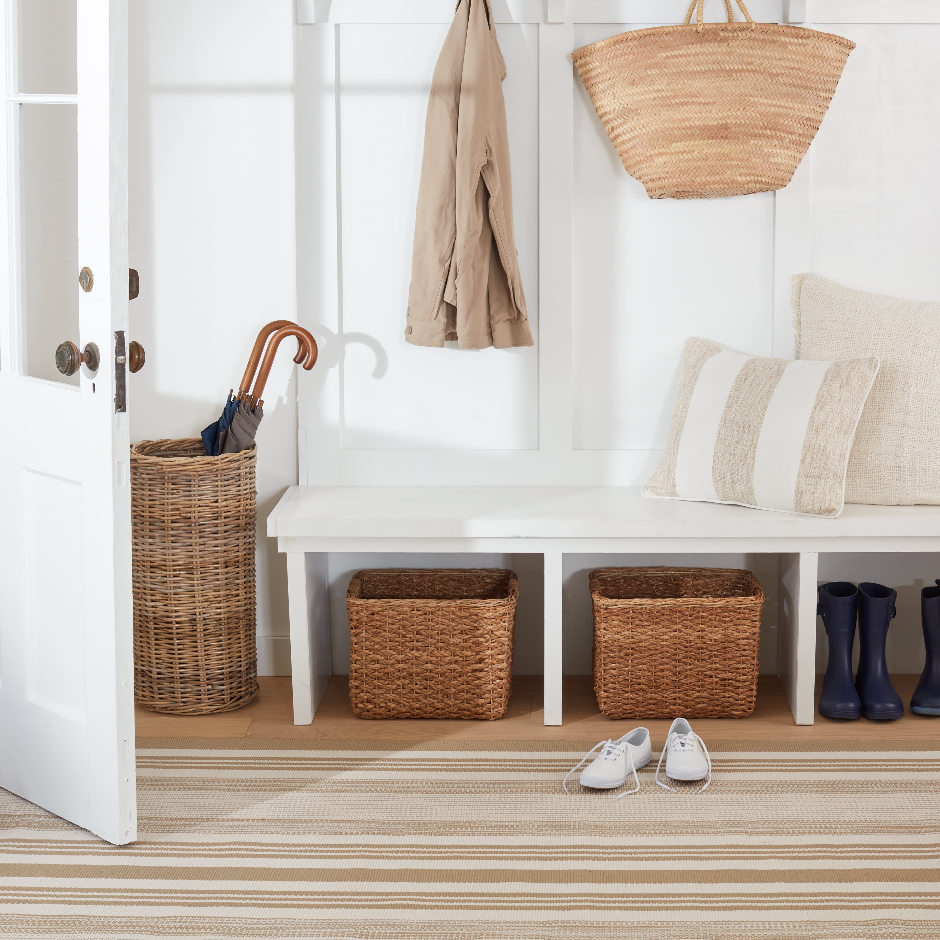 Quincy Stripe Handwoven Indoor/Outdoor Rug | Khaki