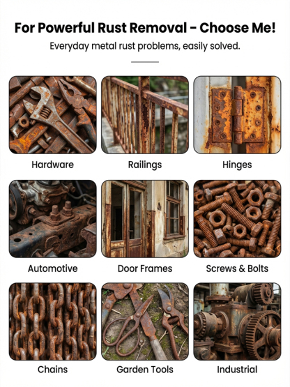 🚀Removes rust in 3 seconds—no sanding, blasting, or disassembly needed. Powerful Rust Remover Spray: 3-in-1 Cleaning, Rust Removal, and Protection