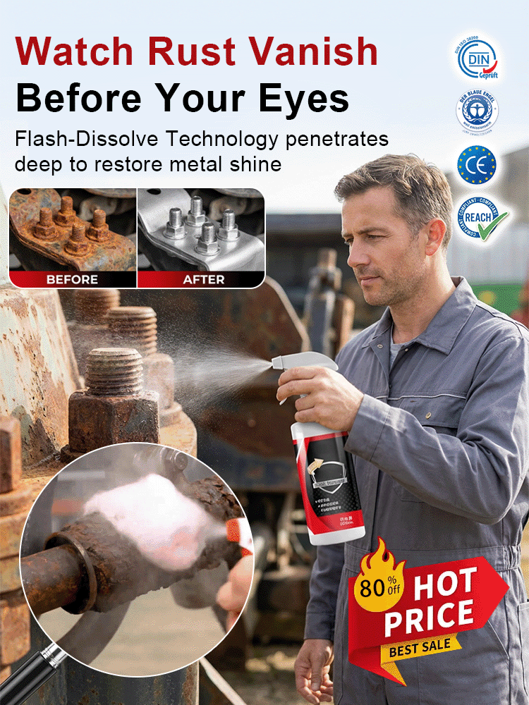 🚀Removes rust in 3 seconds—no sanding, blasting, or disassembly needed. Powerful Rust Remover Spray: 3-in-1 Cleaning, Rust Removal, and Protection