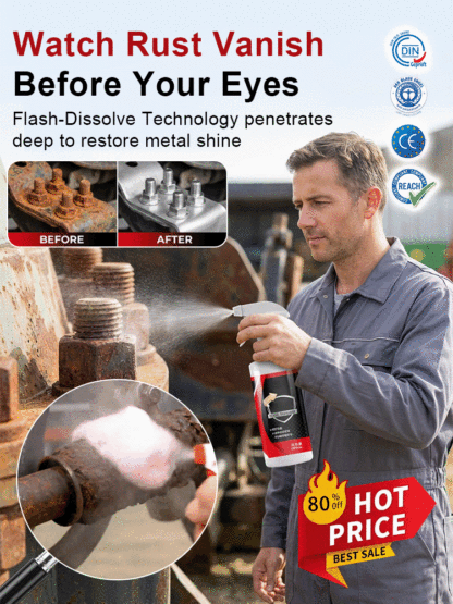 🚀Removes rust in 3 seconds—no sanding, blasting, or disassembly needed. Powerful Rust Remover Spray: 3-in-1 Cleaning, Rust Removal, and Protection