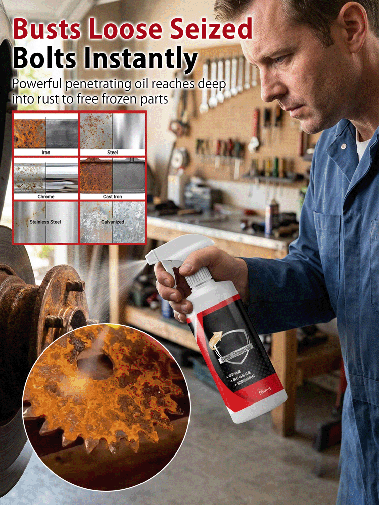 🚀Removes rust in 3 seconds—no sanding, blasting, or disassembly needed. Powerful Rust Remover Spray: 3-in-1 Cleaning, Rust Removal, and Protection