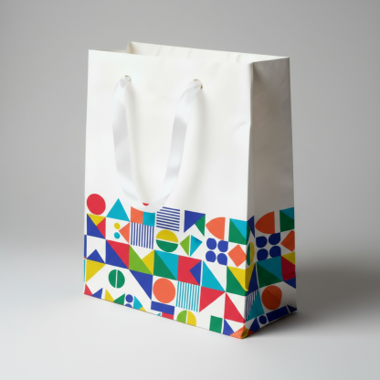 Custom Ribbon Handle Kraft Paper Shopping Bags
