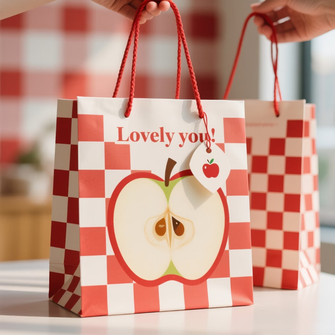 Custom Cotton Handle Kraft Paper Shopping Bags