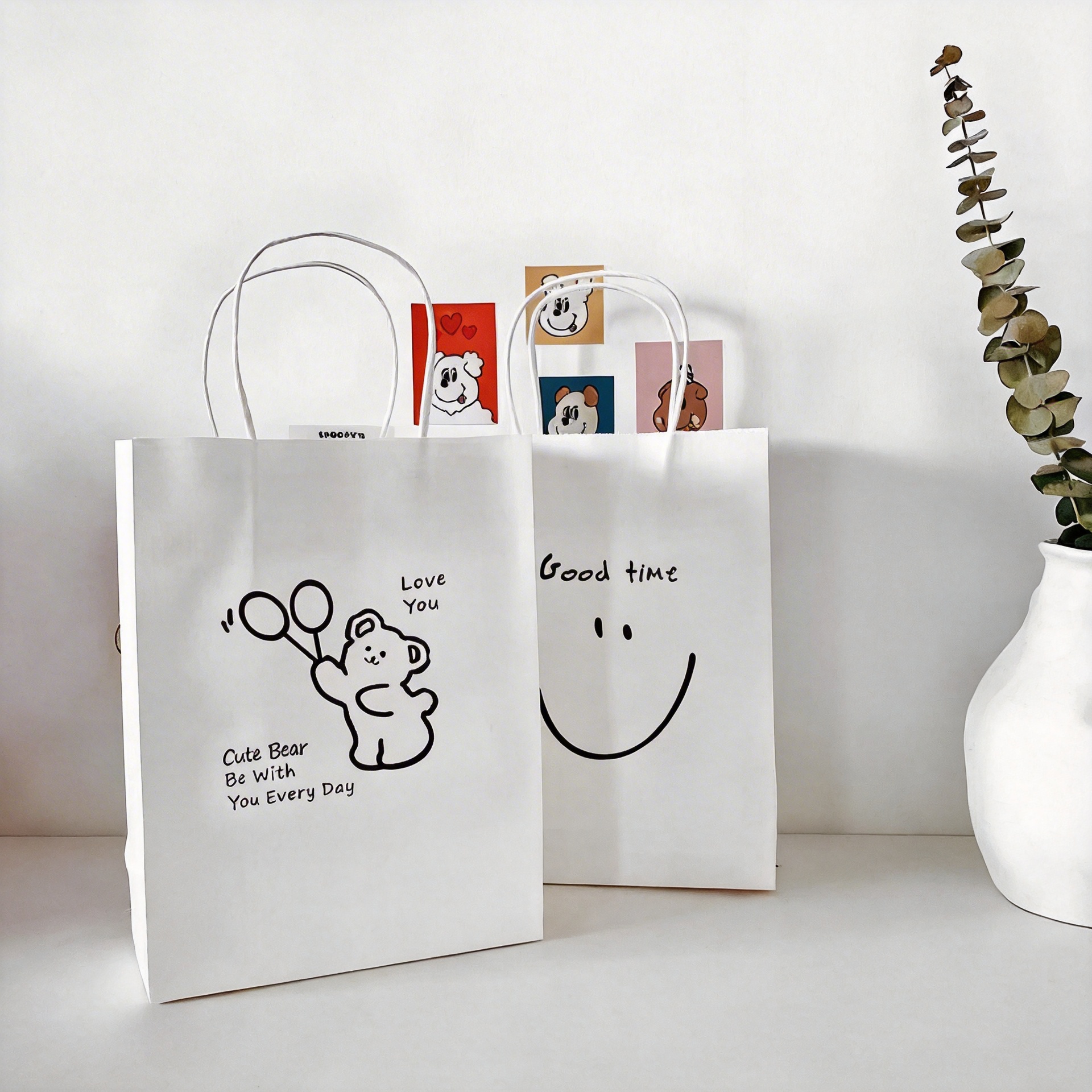 Custom White Kraft Paper Shopping Bag