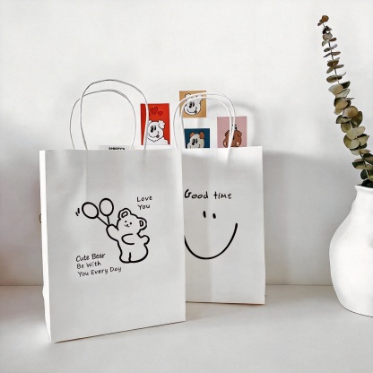Custom White Kraft Paper Shopping Bag