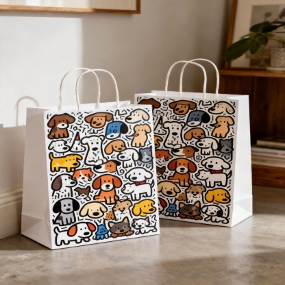 Custom White Kraft Paper Shopping Bag