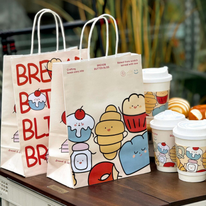 Custom White Kraft Paper Shopping Bag