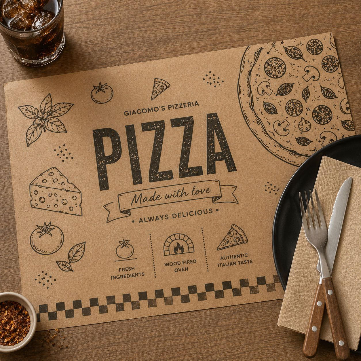 Custom Kraft Paper Placemats