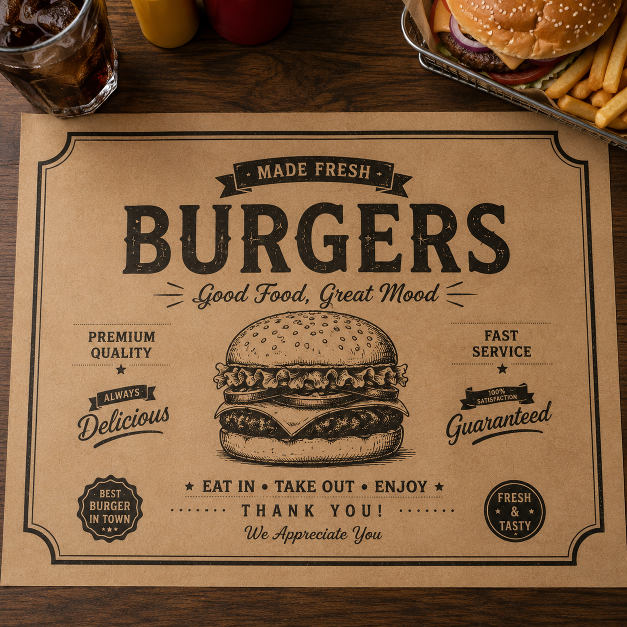 Custom Kraft Paper Placemats