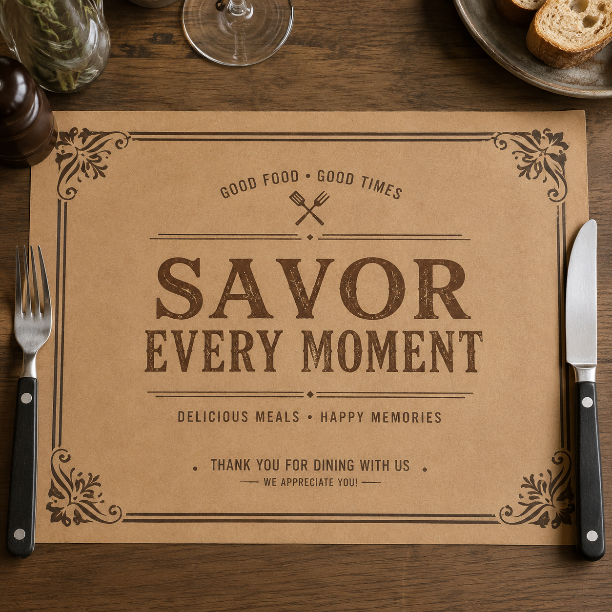 Custom Kraft Paper Placemats