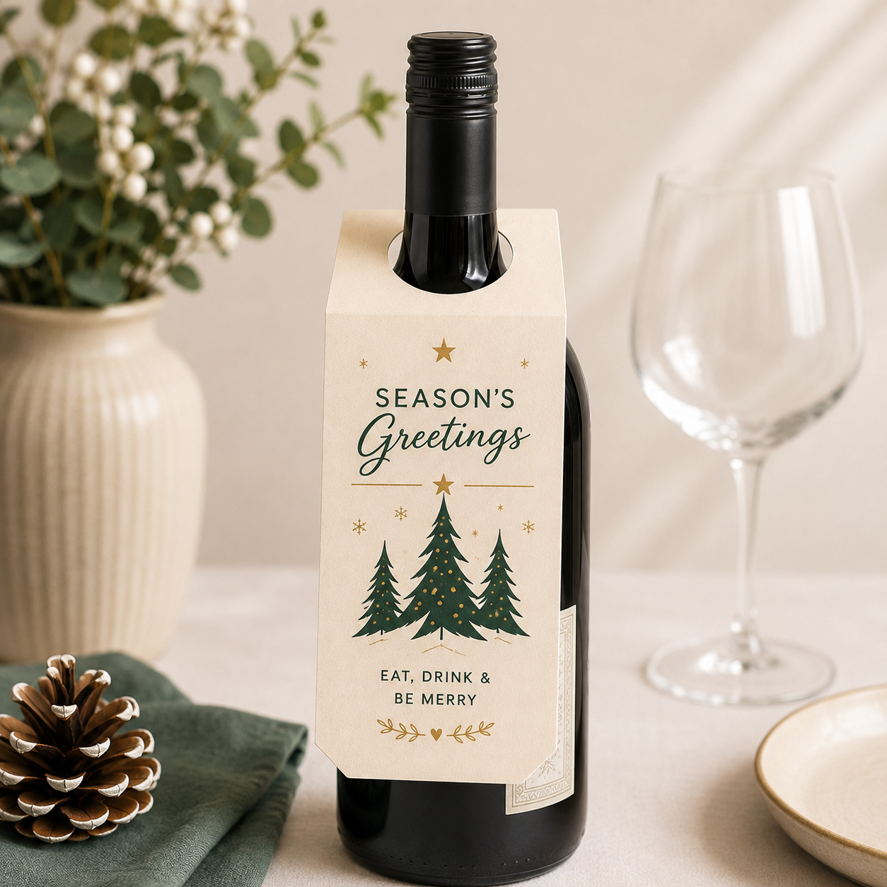 Custom White Cardstock Bottle Neck Tags