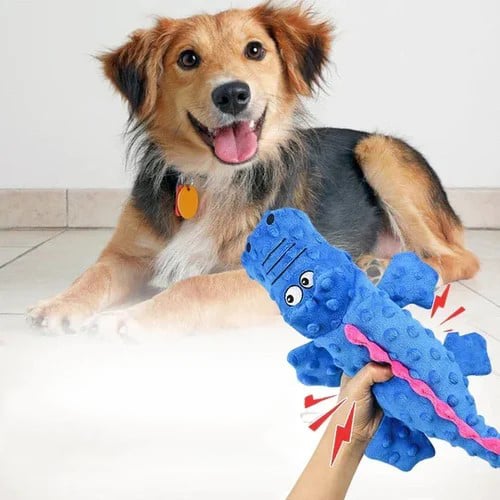 ??Squeaky crocodile plush for aggressive chewers??