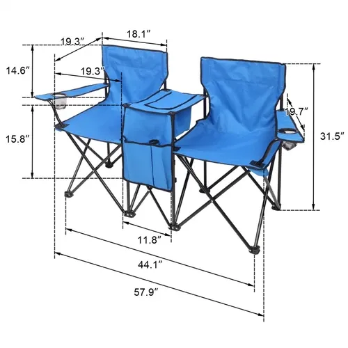 2-in-1 Double Folding Chair Set with Umbrella