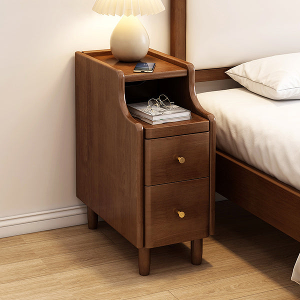 Modern Wooden Bedside Nightstand with Storage Drawers