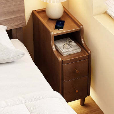 Modern Wooden Bedside Nightstand with Storage Drawers