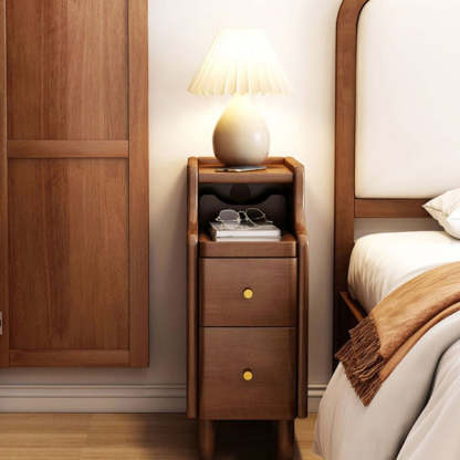 Modern Wooden Bedside Nightstand with Storage Drawers