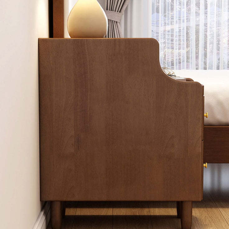 Modern Wooden Bedside Nightstand with Storage Drawers