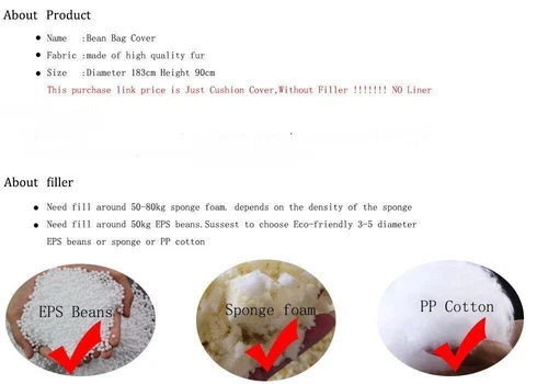 7FT Giant Bean Bag Sofa Cover (No Filling) | Living Room Lounge Chair