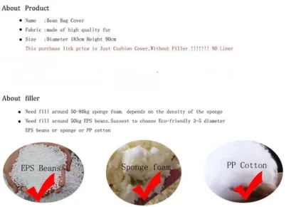 7FT Giant Bean Bag Sofa Cover (No Filling) | Living Room Lounge Chair