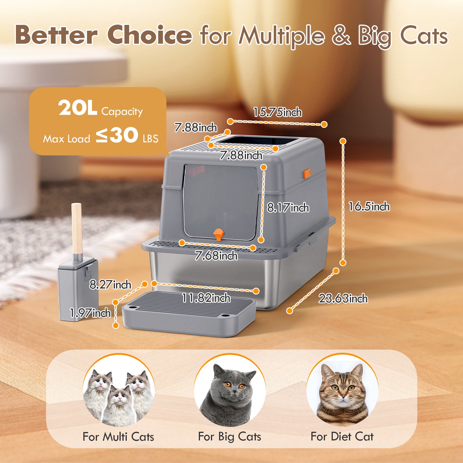 Stainless Steel Cat Litter Box