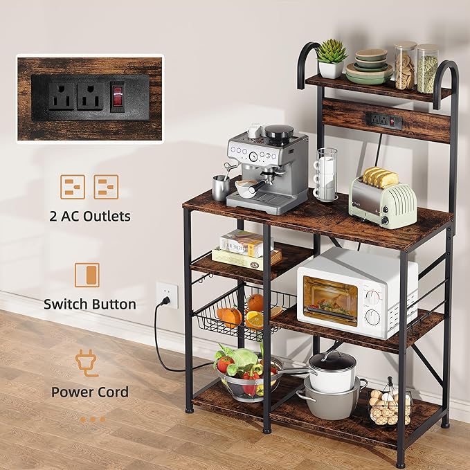  5-Tier Kitchen Baker’s Rack with Power Outlets 