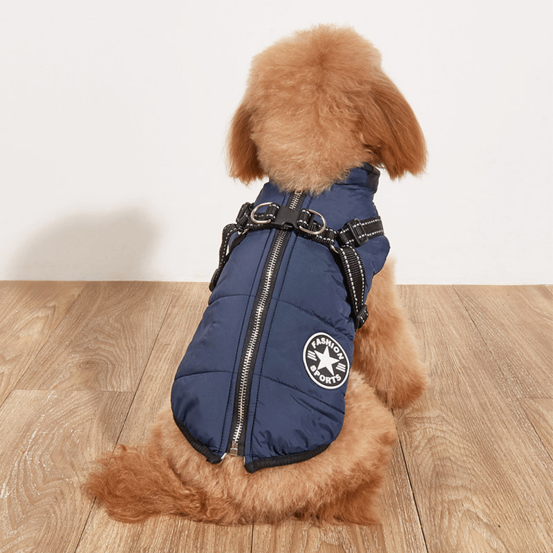 Waterproof Winter Dog Jacket with Built-in Harness