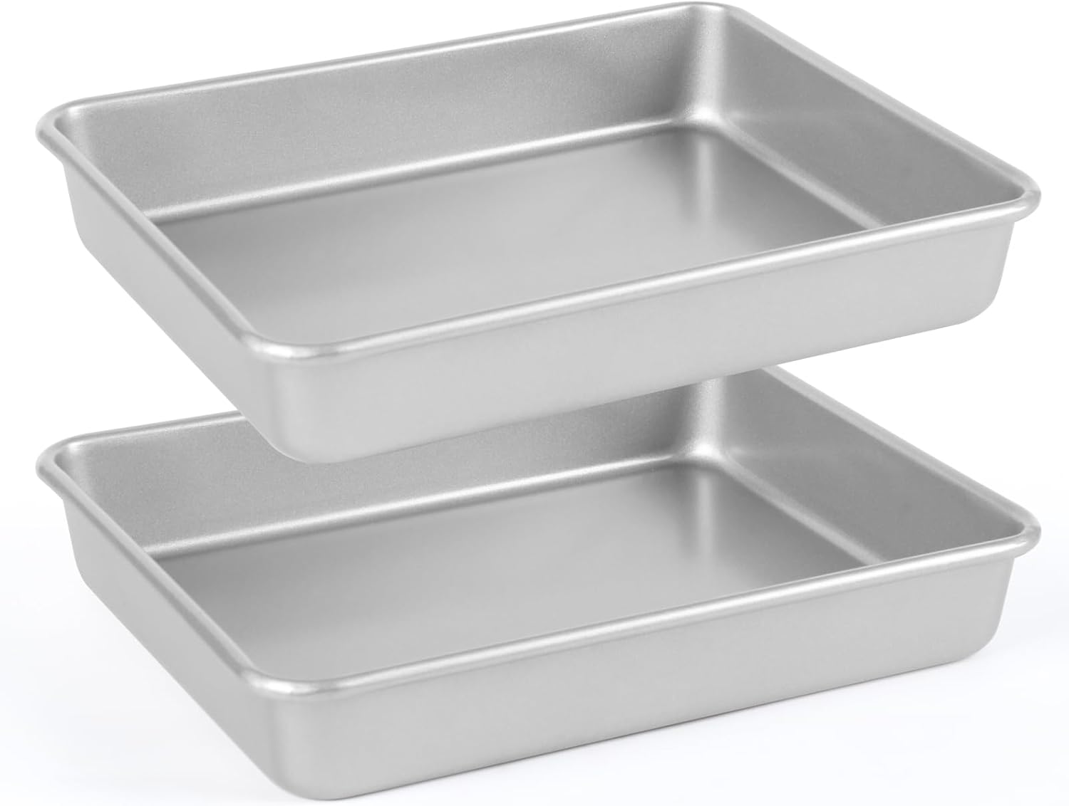 9x11 Baking Pan, Rectangle Cake Pan, 2-Pieces Nonstick Sheet Cake Pans Heavy Duty, Toaster Oven Tray Deep Size for Lasagna, Brownie