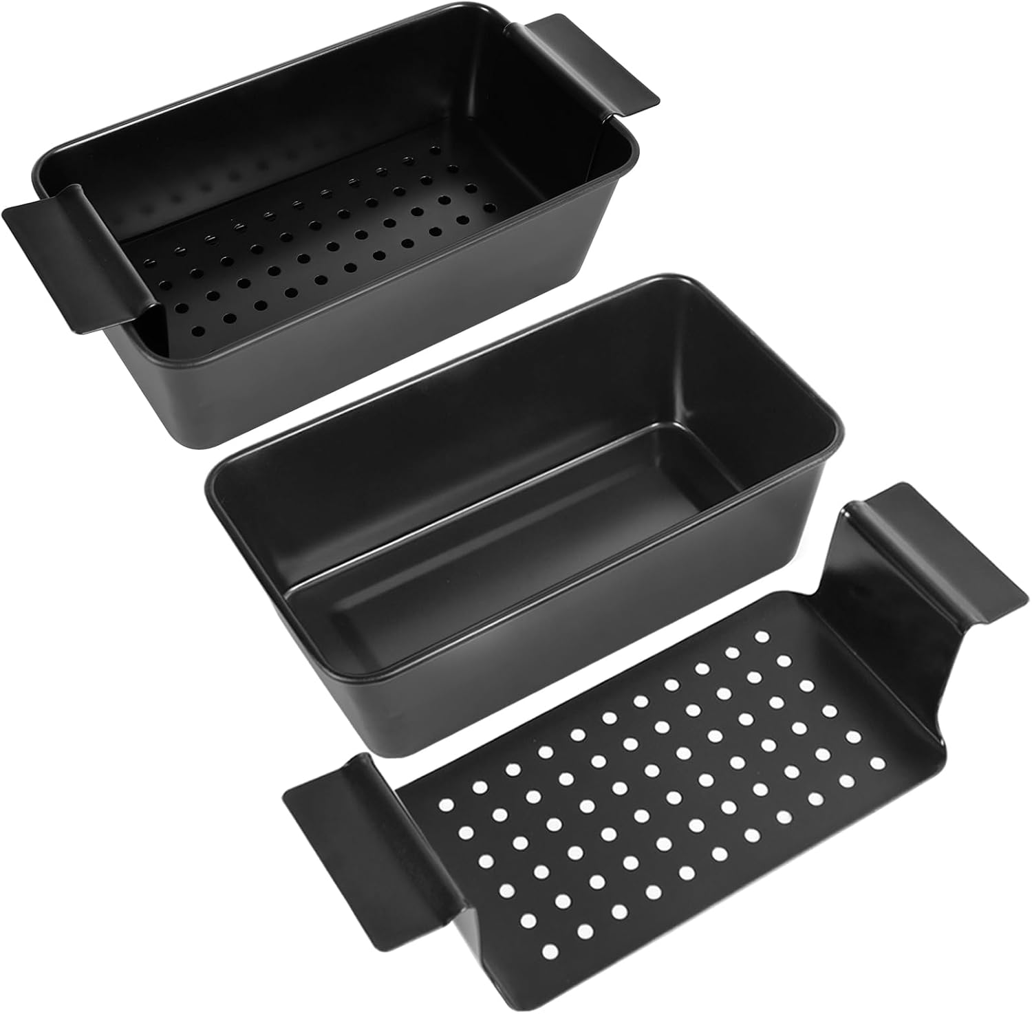 Meatloaf Pan with Drain Tray 2 Pack, Non Stick Meat Loaf Pan with Drip Tray, 9.8x5.7 Inch Loaf Pan with Insert Easy Removal Perforated