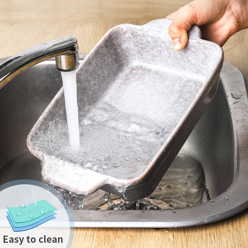 Ceramic Baking Dish Set, Rectangular Casserole Dish Set, lasagna Pan, Baking Pans Set for Cooking, Cake Dinner, Kitchen, 9 x 13 Inches, Reactive Glaze 3-Piece