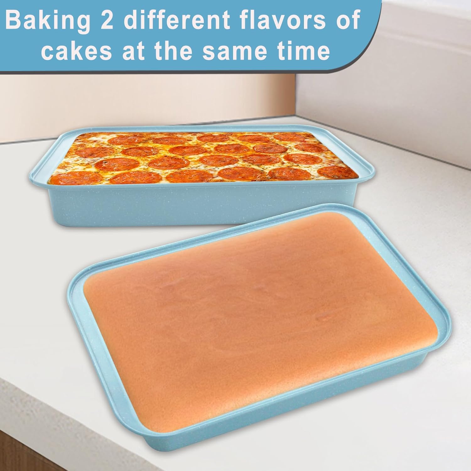 9x13 Baking Pan Set of 2, Nonstick 13 x 9 Cake Pan for Oven, Deep Rectangle Pan