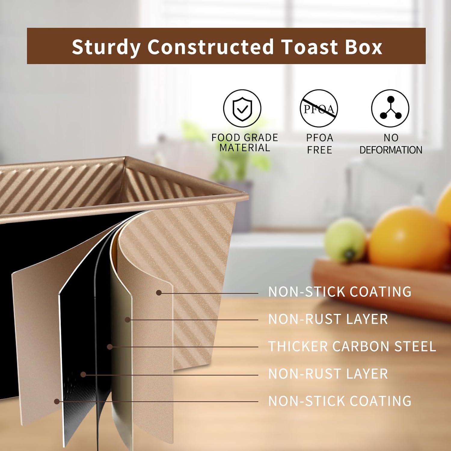 Upgrade Pullman Loaf Pan with Lid, Pullman Loaf Pan 2.2 LB/1 LB, 2 Pack Nonstick Sandwich Bread Pan, for Bread