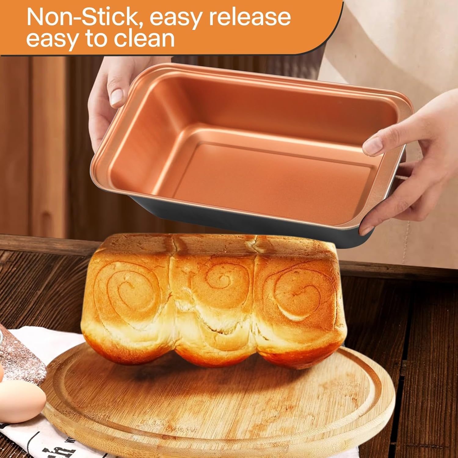 Baking Pans Set 6-Pieces, Non Stick Bakeware Set Stackable, with Cookie Sheet, Muffin, Round/Square Cake Pan