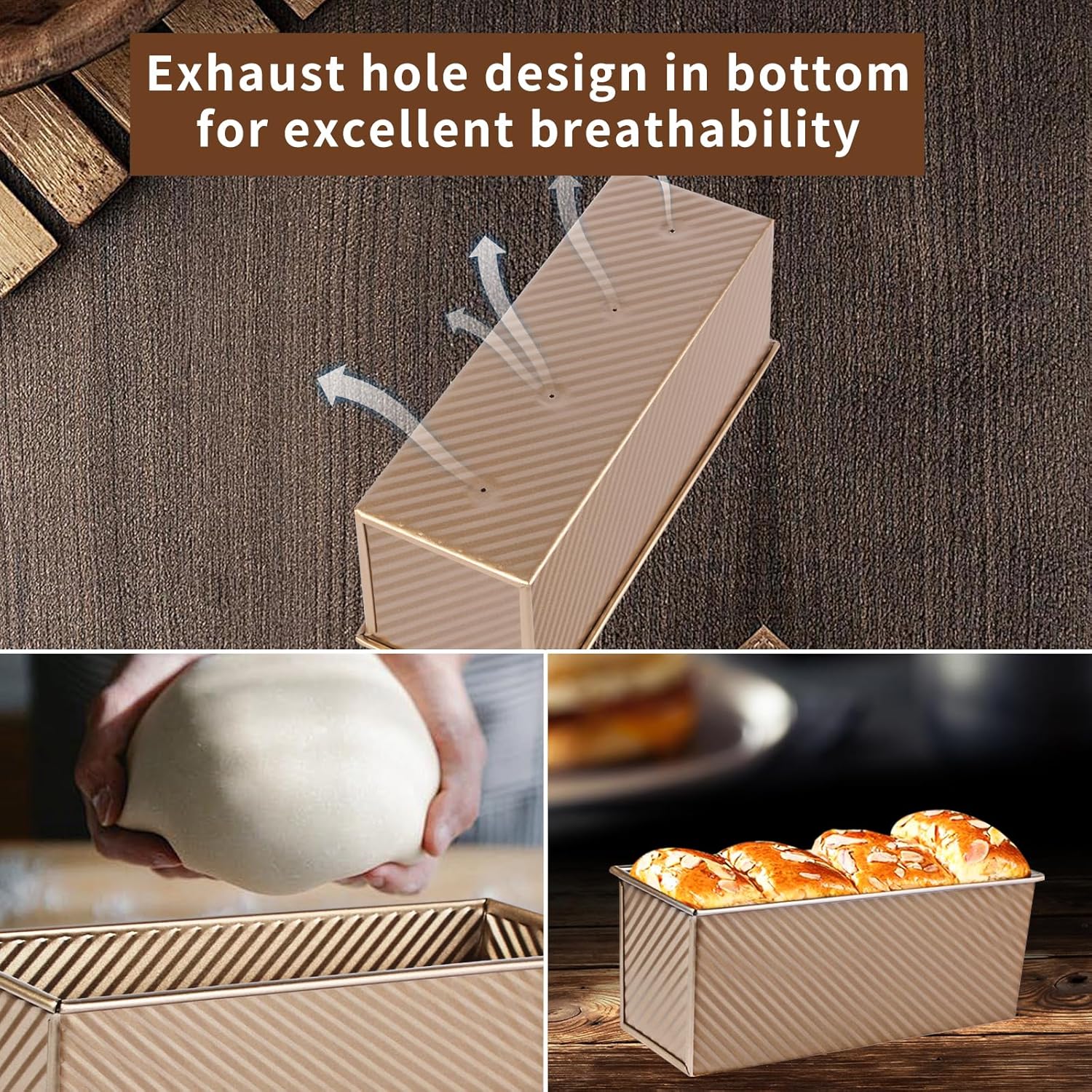 Upgrade Pullman Loaf Pan with Lid, Pullman Loaf Pan 2.2 LB/1 LB, 2 Pack Nonstick Sandwich Bread Pan, for Bread