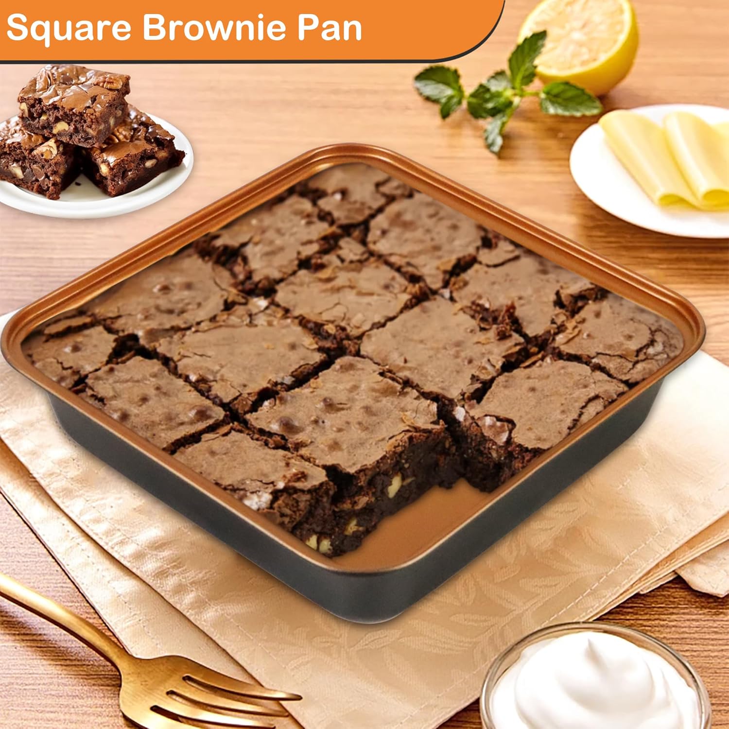 Baking Pans Set 6-Pieces, Non Stick Bakeware Set Stackable, with Cookie Sheet, Muffin, Round/Square Cake Pan