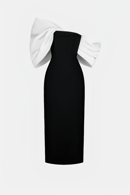 Eloise Strapless 3D Bow Maxi Dress Black