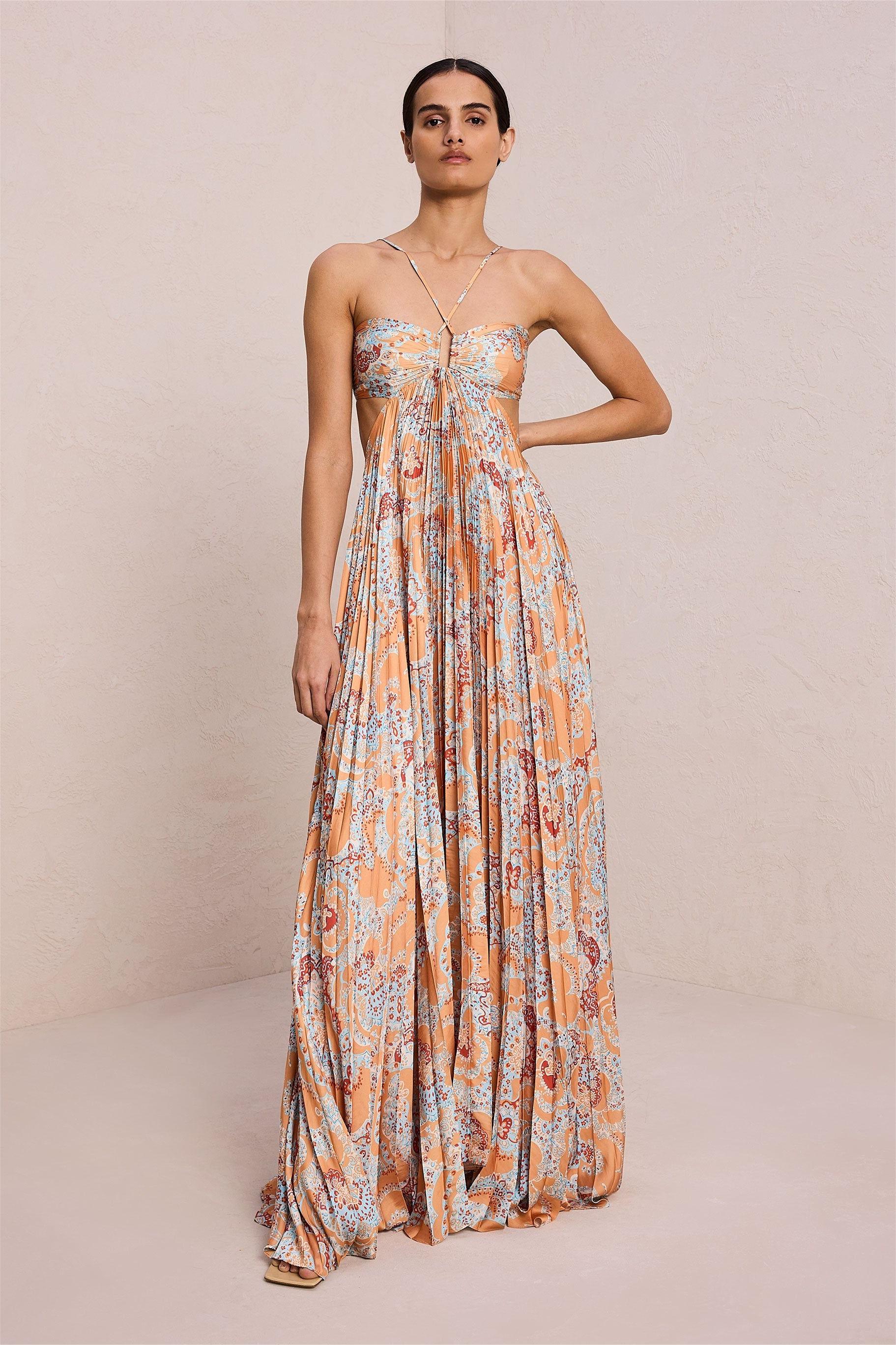 Erica Paisley Halter Neck Cut-Out Maxi Dress