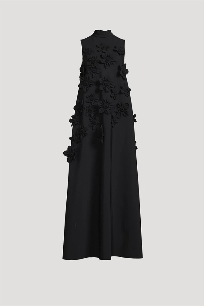 Joanna Black 3D Floral High Neck Sleeveless Maxi Dress