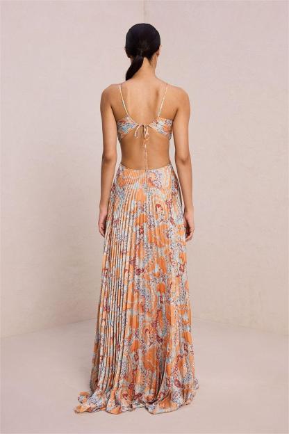 Erica Paisley Halter Neck Cut-Out Maxi Dress